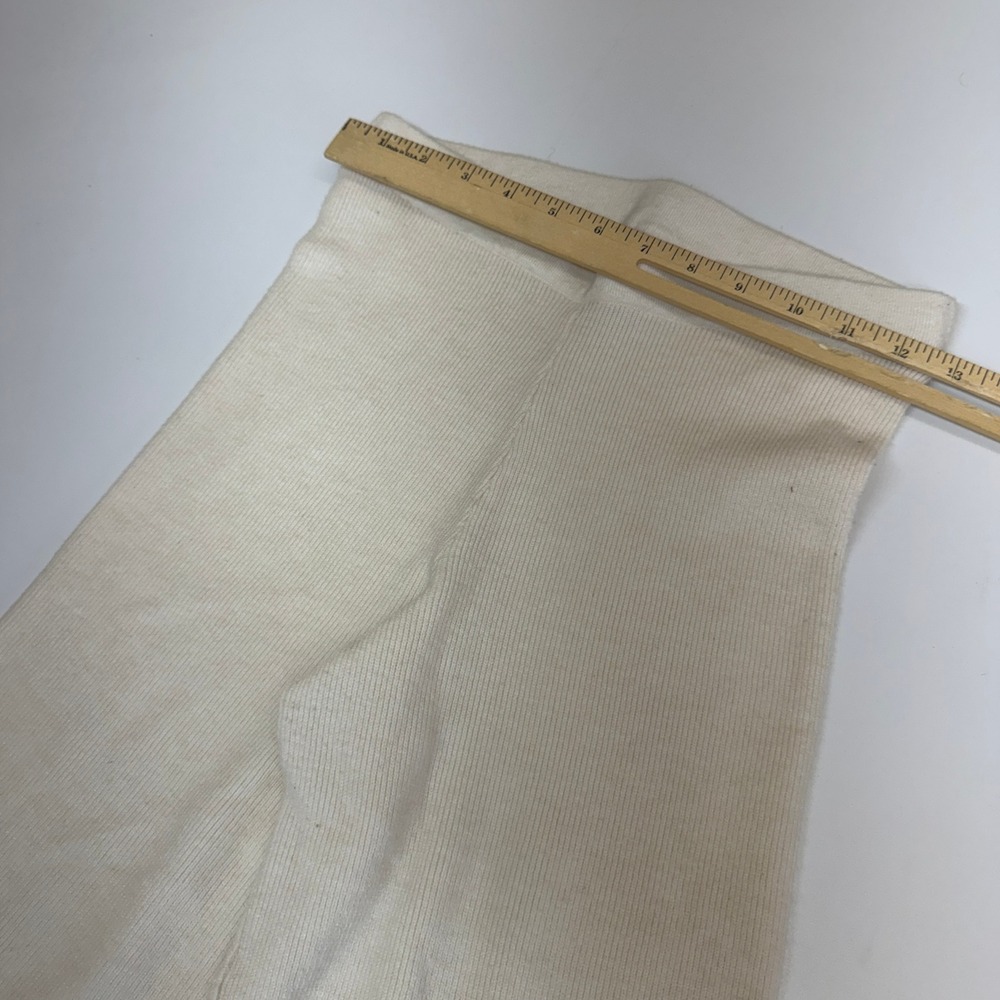 525 Pants Womens XS Cream Ribbed Knit Flare Minimalist Loungewear Coquette - Picture 6 of 8
